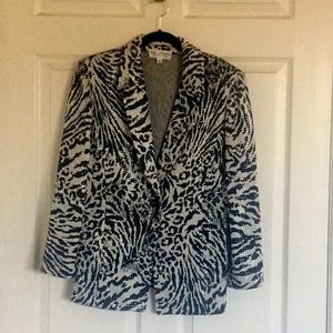 ST. JOHN EVENING Zebra Print Studded Jacket